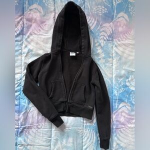 Aritzia TNA Cozy Fleece Zip Hoodie Black XS